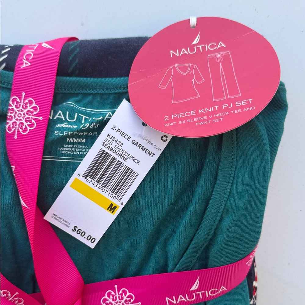 NEW WITH TAGS Nautica Teal and Plaid Women's Sleepwear Set ($60 Tag Price) - Picture 2 of 3